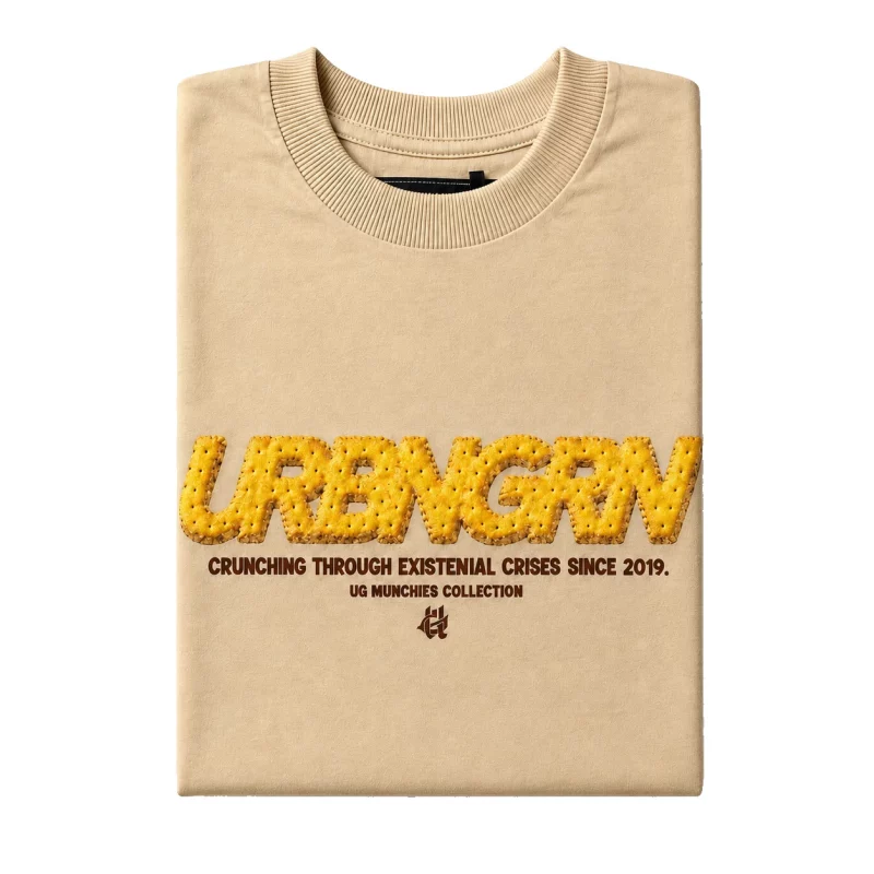 urbngrn-munchies-cracker-logo-beige-tshirt-folded
