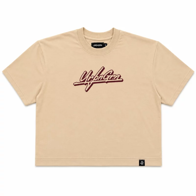 URBNGRN Signature Script Logo Tee – Beige