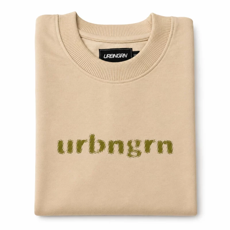 URBNGRN Dot Matrix Wordmark Tee – Beige Main Image