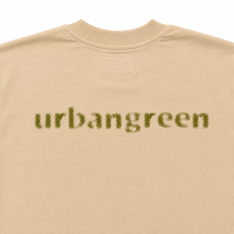 URBNGRN Dot Matrix Wordmark Tee – Beige Back Design Print